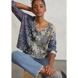 Anthropologie Geometric Sweater Pilcro Moira Pullover Top Size Medium Z131-18